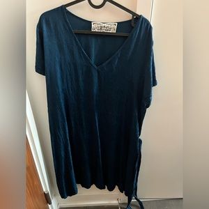 Pink Martini Blue Tshirt Dress with waist tie